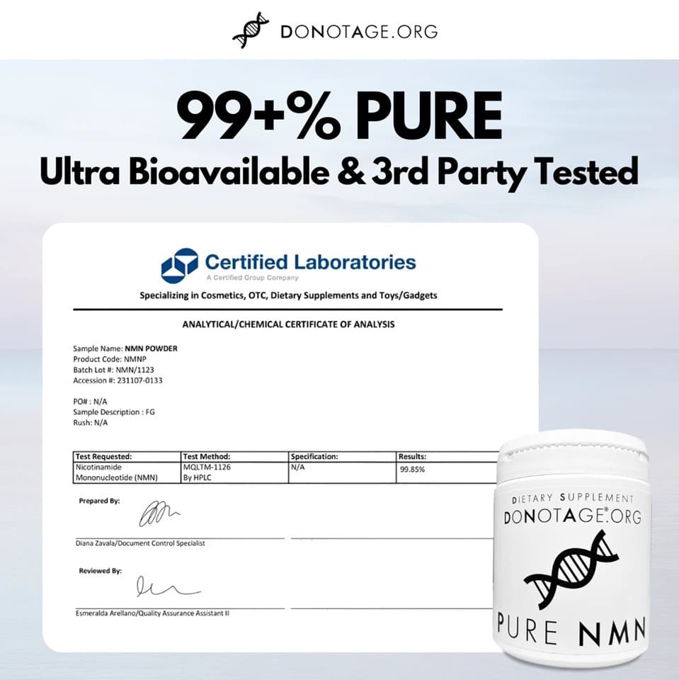 Reference certificate: NMN powder, batch NMN/1123