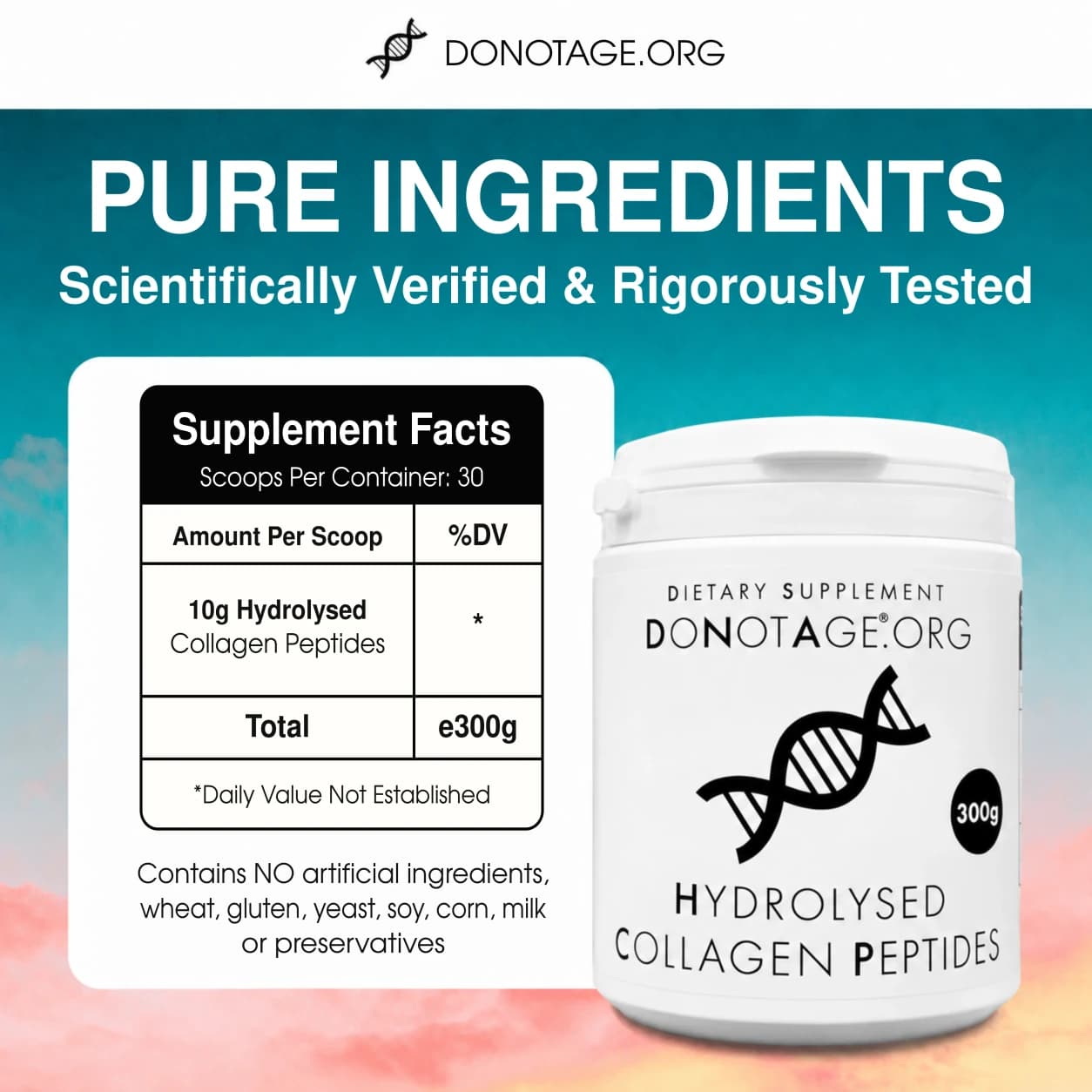 Hydrolysed Collagen Peptides reference label: 30 scoops