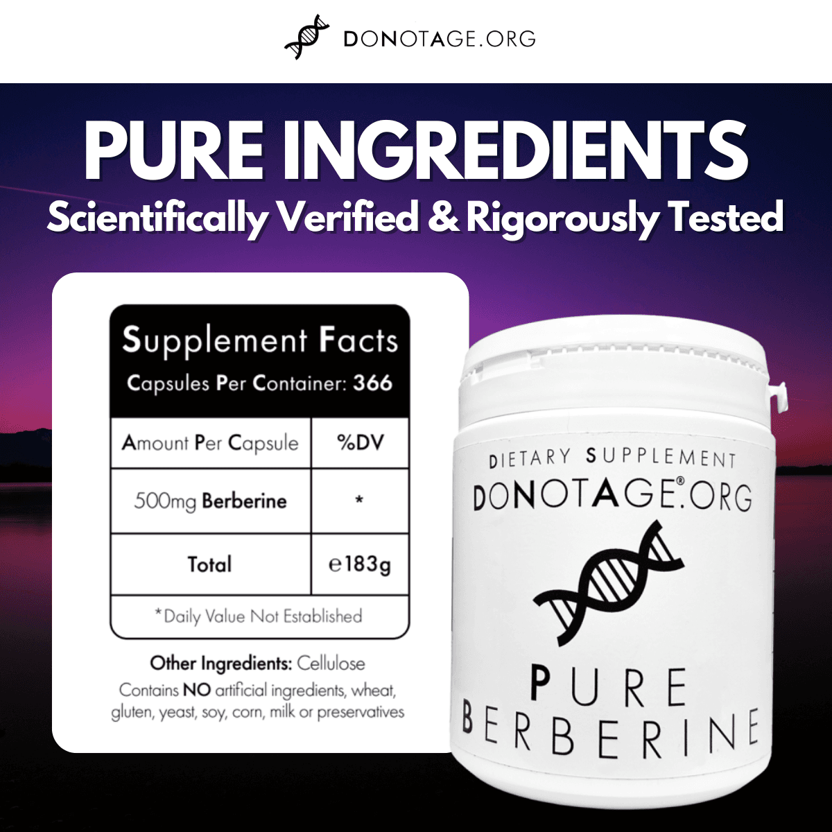 Pure Berberine reference label: 366 capsules